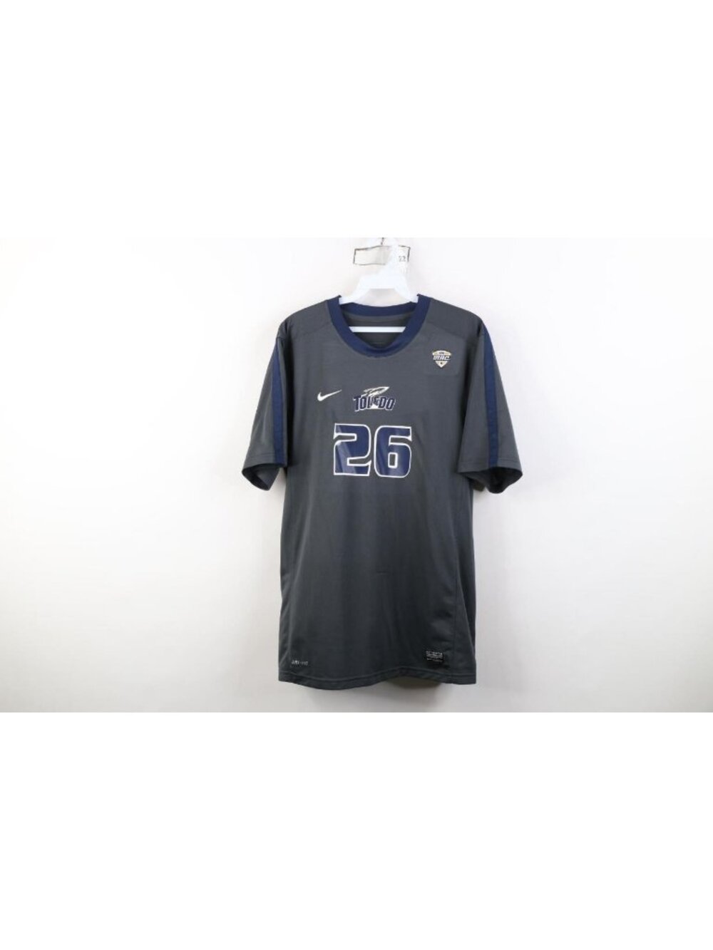 Nike Mens Small Game Worn University of Toledo Soccer Jersey Shirt Gray #26